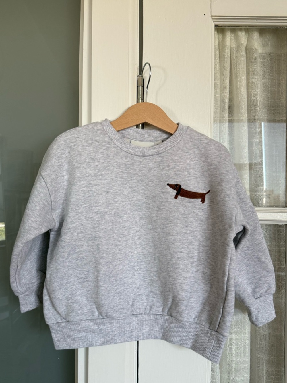 Mini Rodini Light Grey Sweatshirt with Brown Dachshund